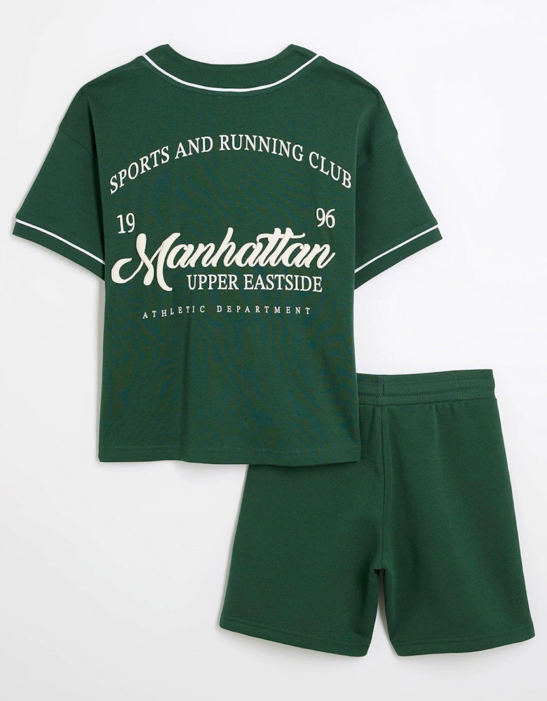 Boys Sporty Shirt & Shorts Set - Bottle Green