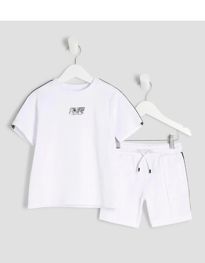 Mini Boys Rr Tapered T-shirt Set - White