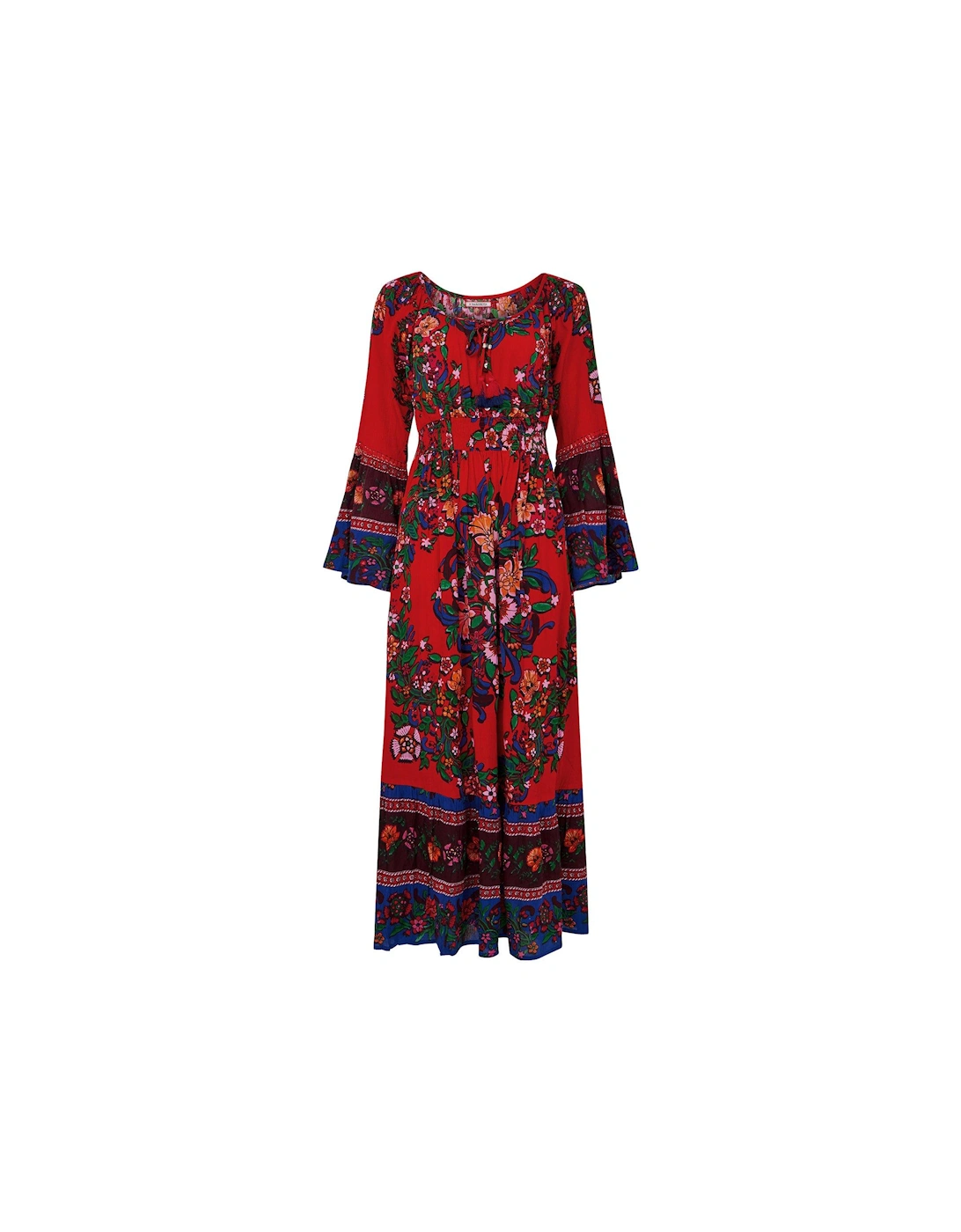 Elsa Boho Printed Maxi Dress - Red