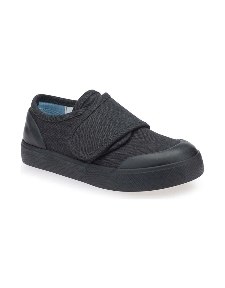 Skip Unisex Easy Riptape Lightweight School PE Plimsolls - Black Canvas