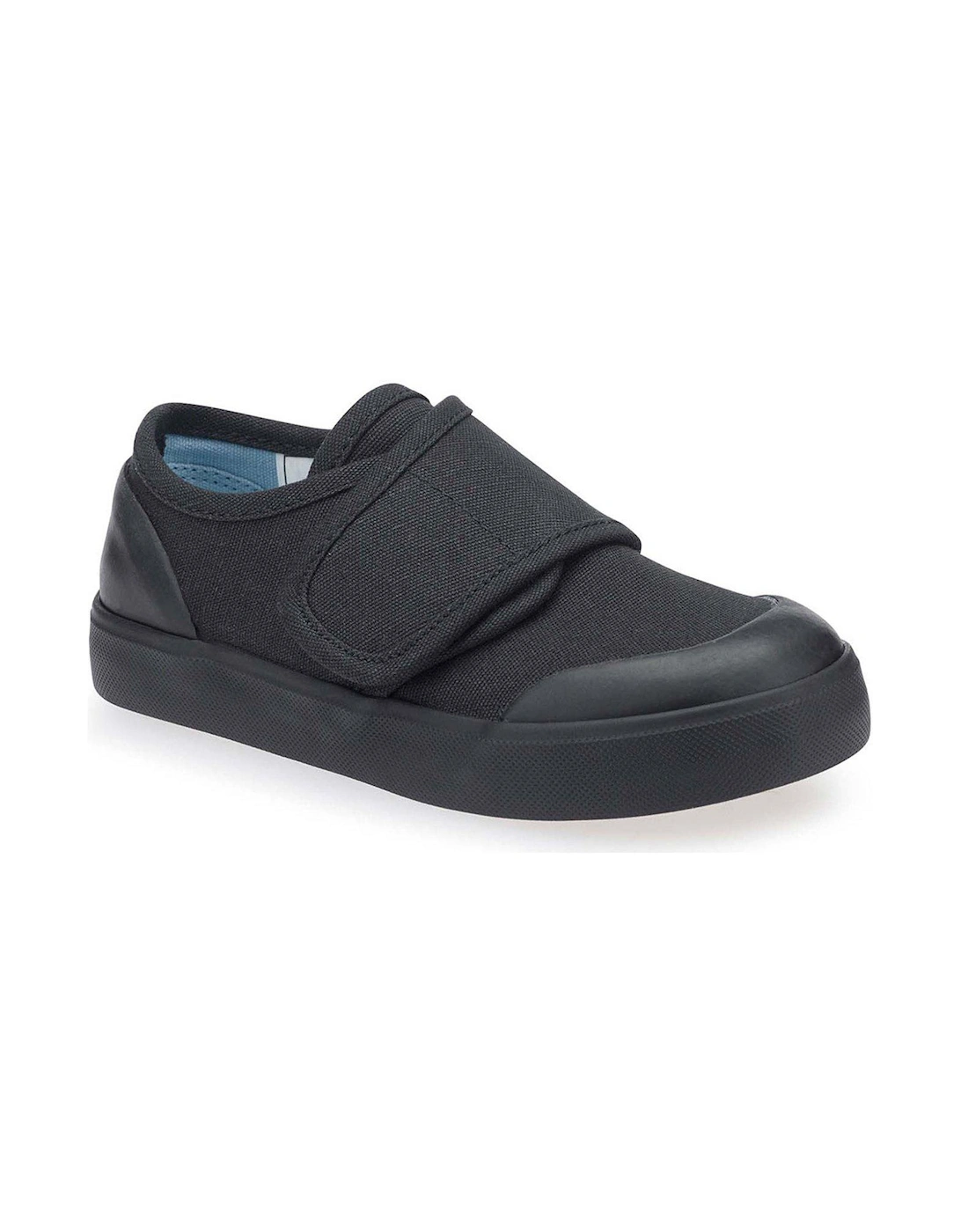 Skip Unisex Easy Riptape Lightweight School PE Plimsolls - Black Canvas