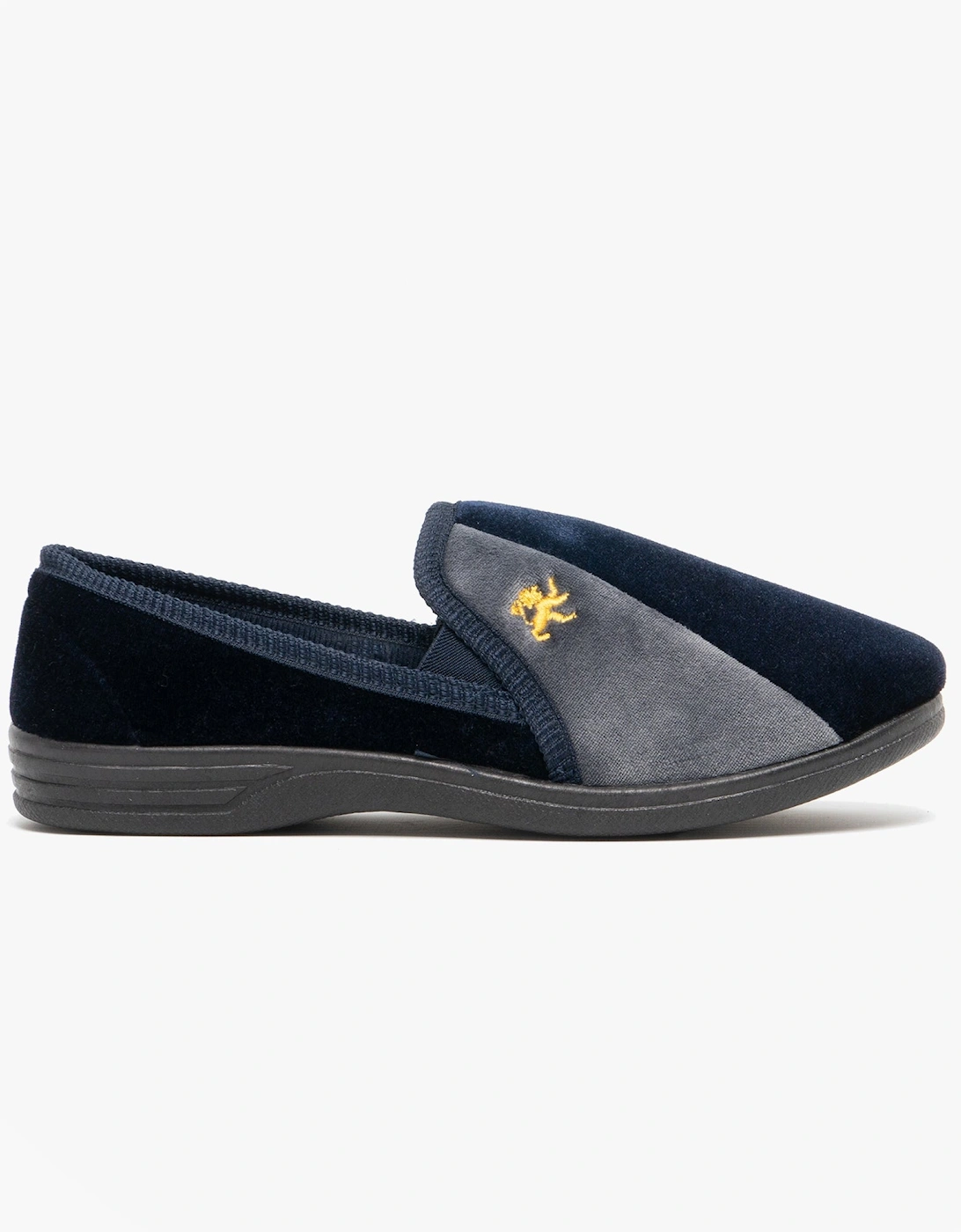 AARON Mens Full Slippers Navy/Grey, 7 of 6