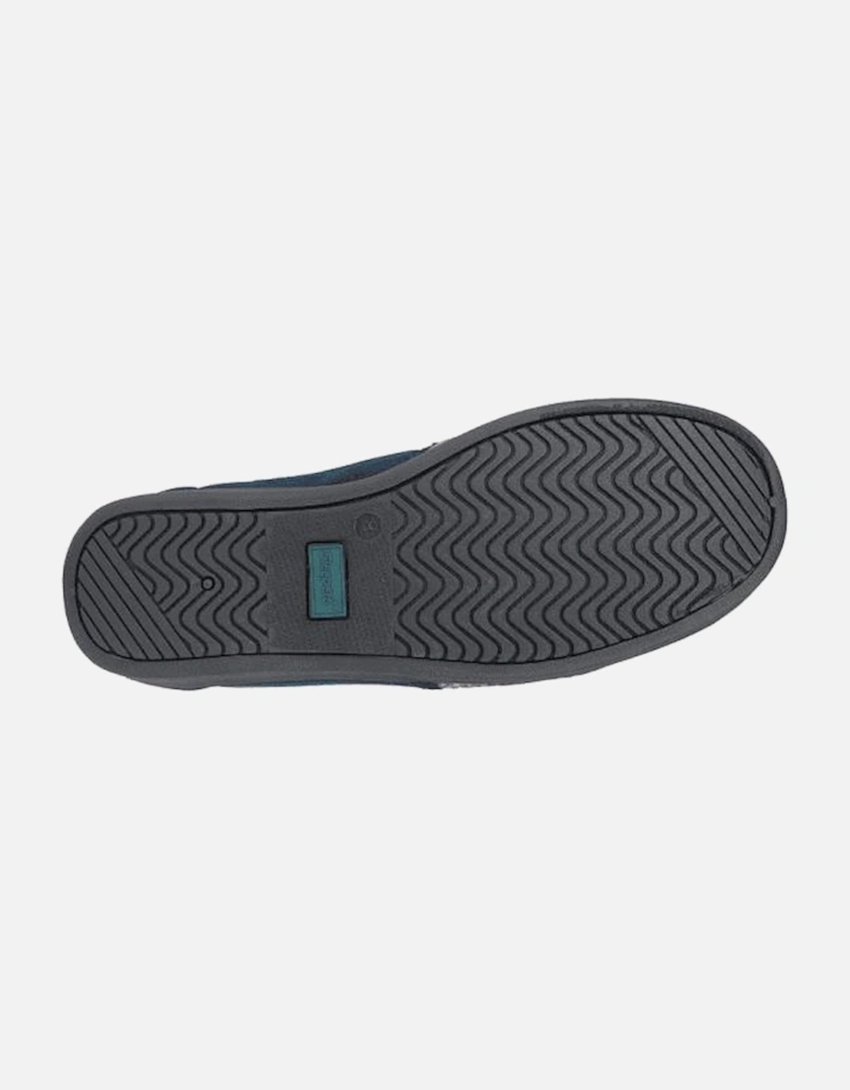 JIM Navy Check Velour Twin Gusset Slipper