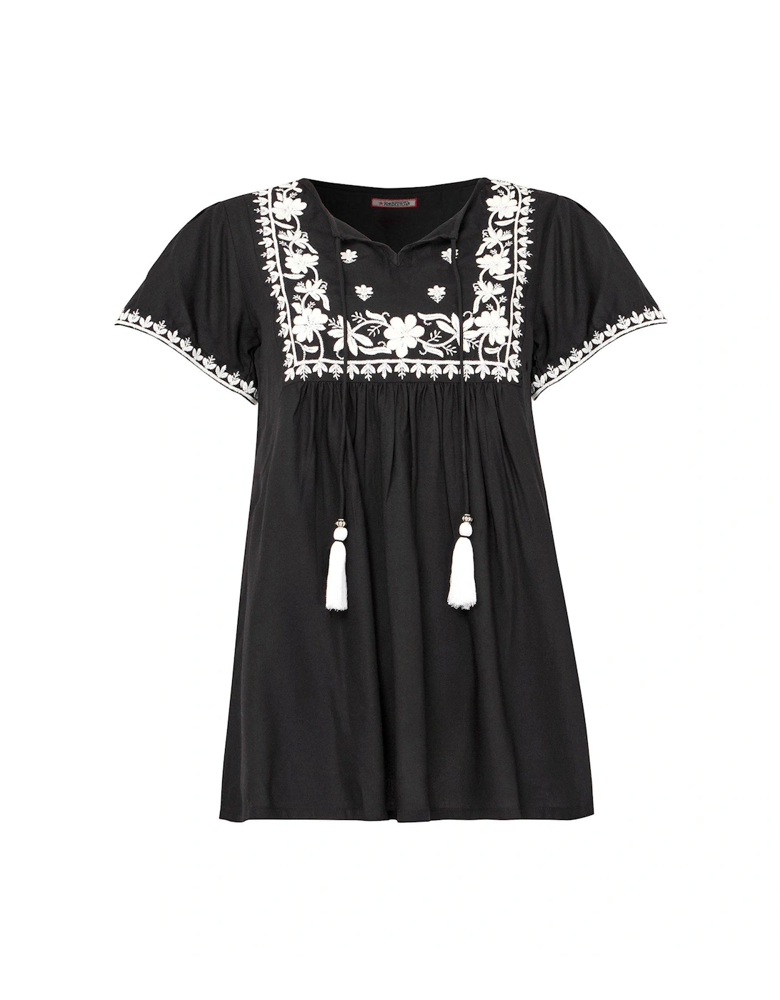 Rowena Embroidered Top - Black