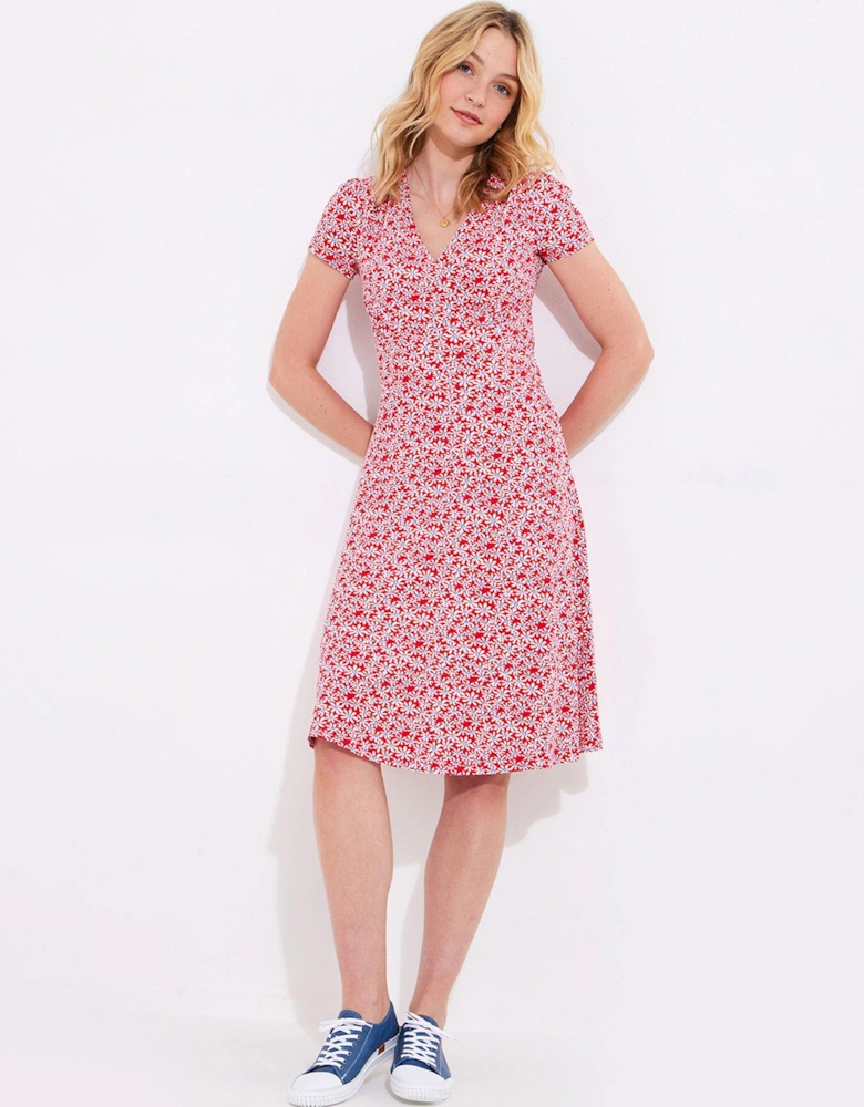 Katie Printed Jersey Dress - Red
