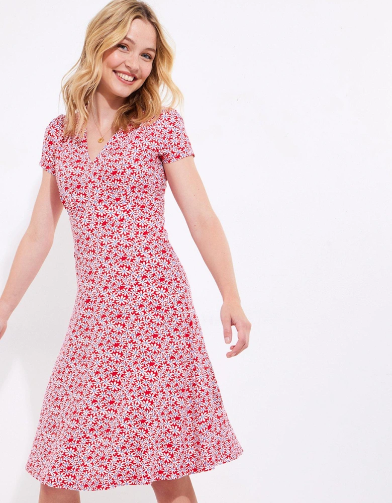 Katie Printed Jersey Dress - Red