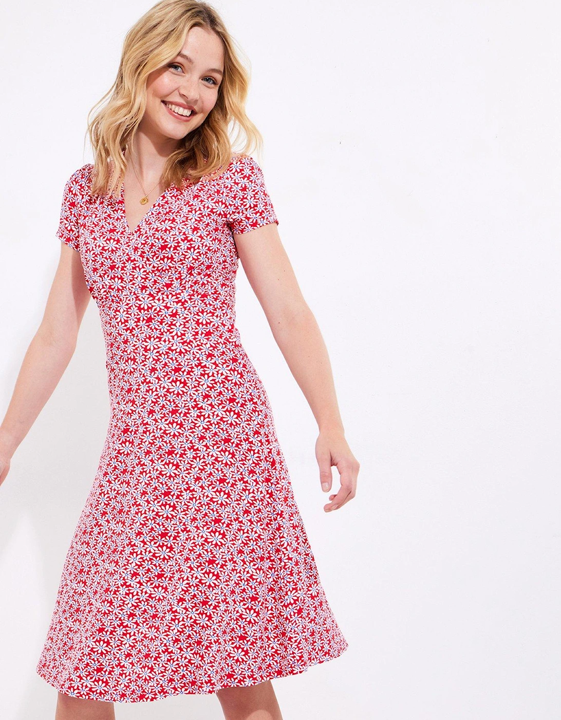 Katie Printed Jersey Dress - Red