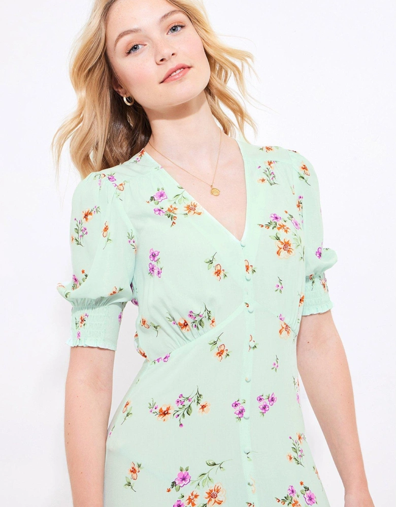Delilah Ditsy Print Midi Dress - Green