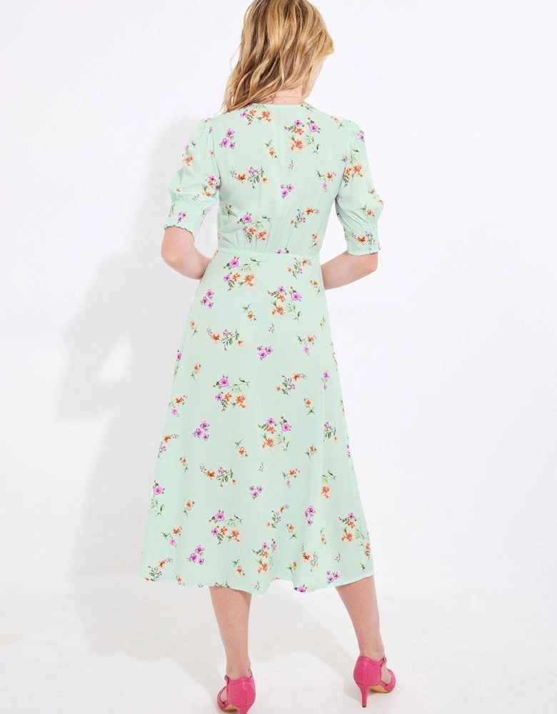 Delilah Ditsy Print Midi Dress - Green
