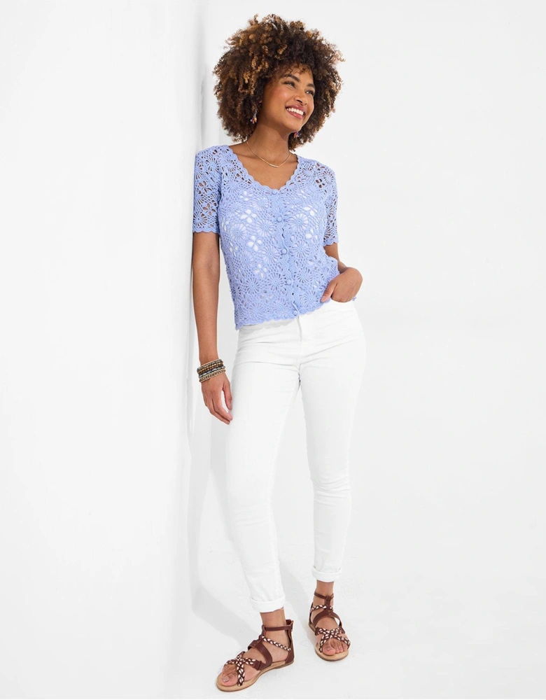 Summer Love Crochet Cardigan - Blue