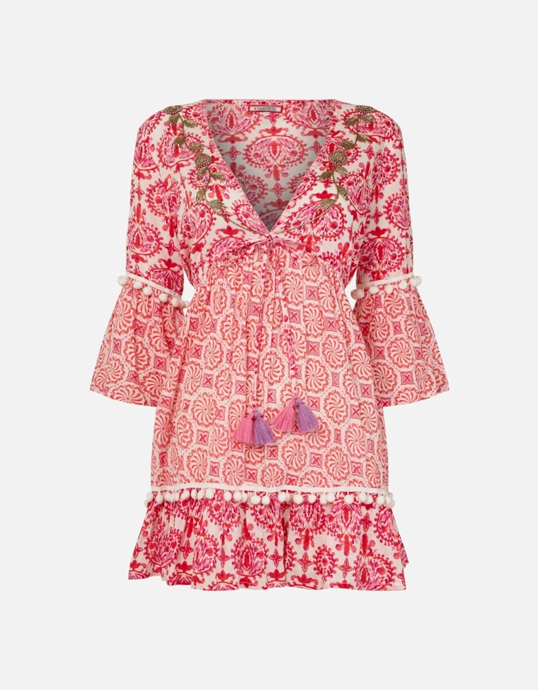 Pretty In Pink Printed Cotton Tunic - Pink