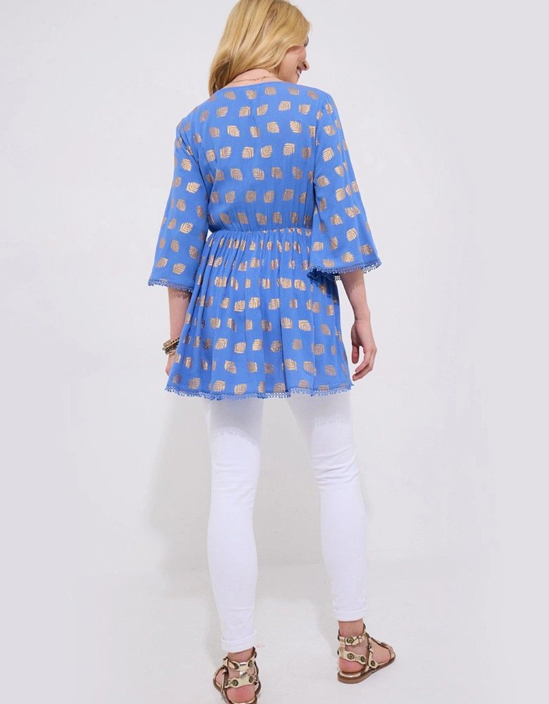 Ibiza Nights Shimmering Printed Tunic - Blue