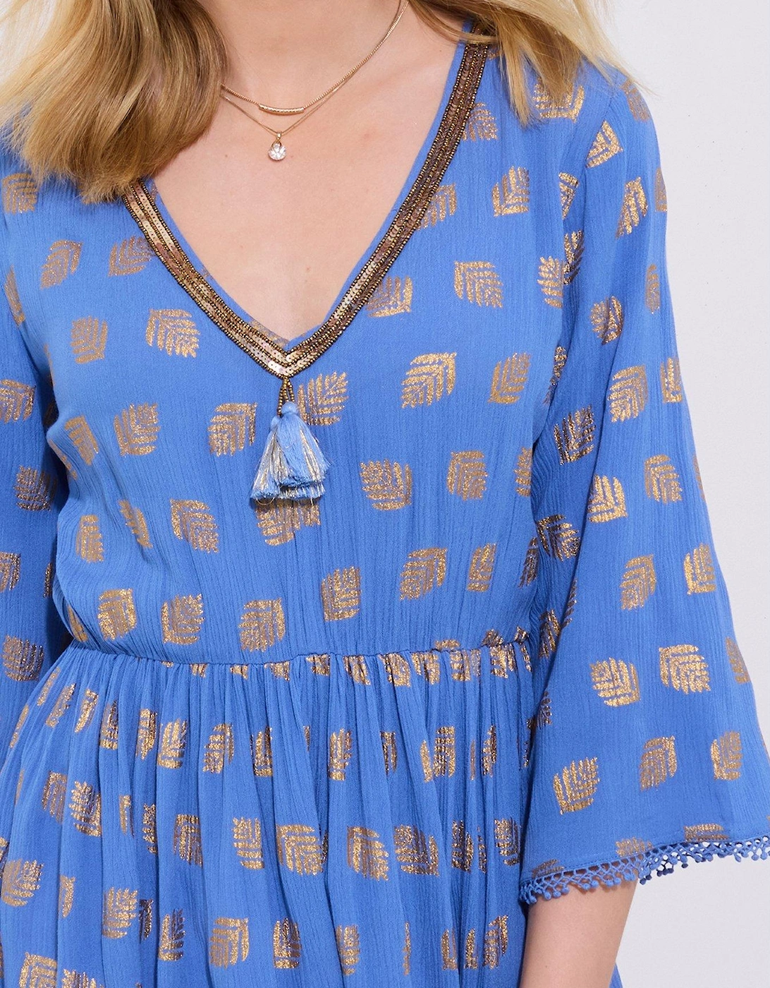Ibiza Nights Shimmering Printed Tunic - Blue
