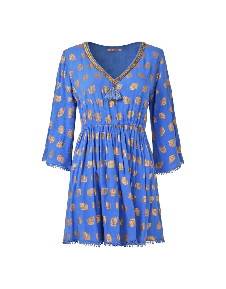 Ibiza Nights Shimmering Printed Tunic - Blue