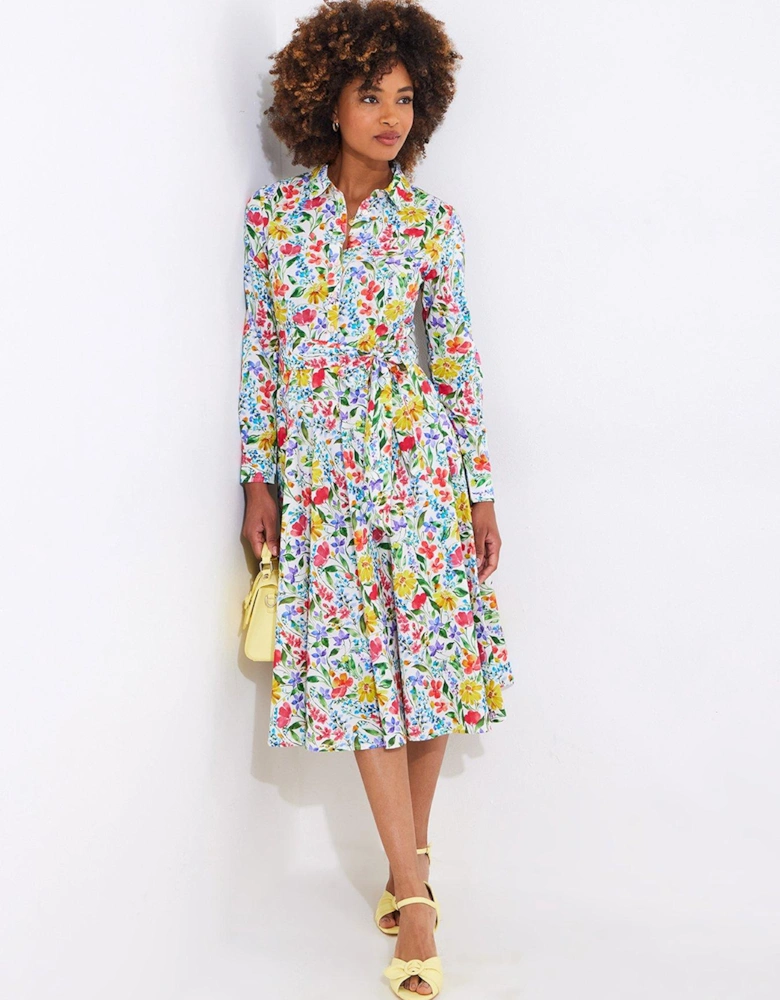 Sunshine Days Cotton Shirt Dress - White