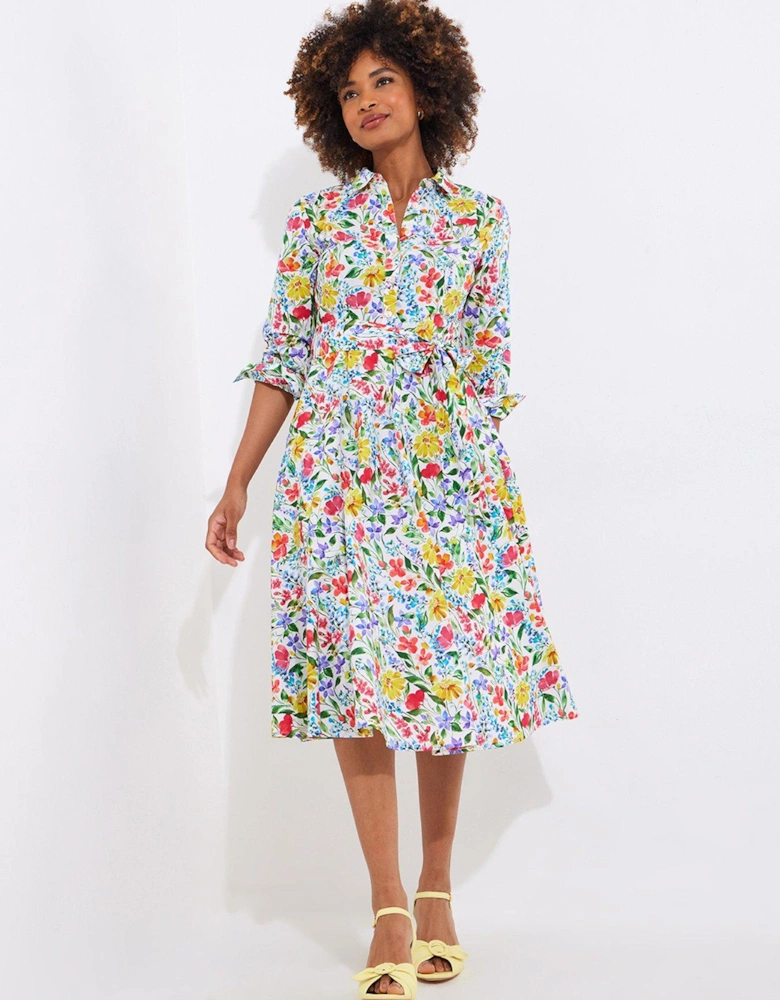 Sunshine Days Cotton Shirt Dress - White