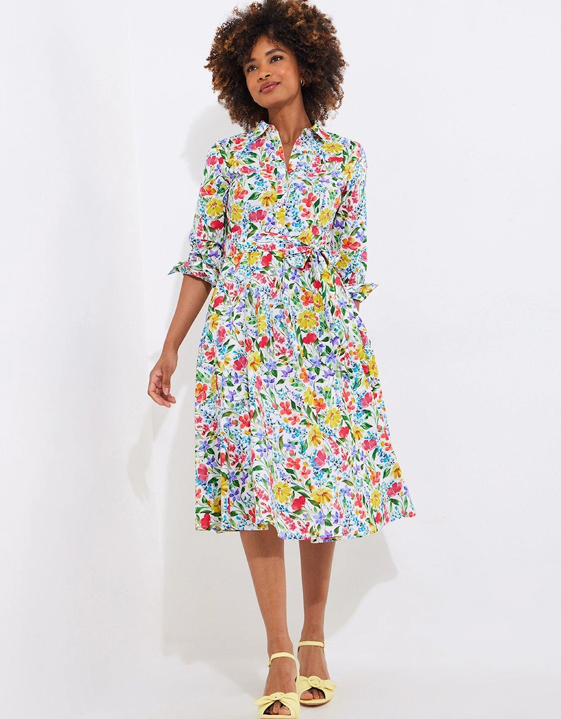 Sunshine Days Cotton Shirt Dress - White