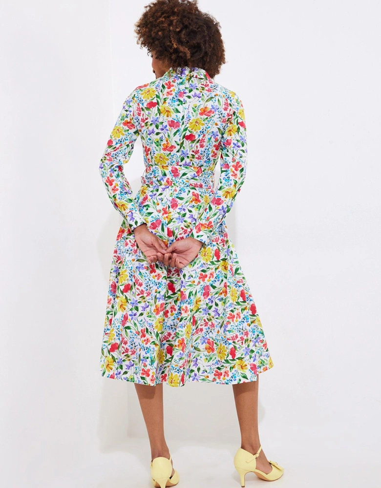 Sunshine Days Cotton Shirt Dress - White