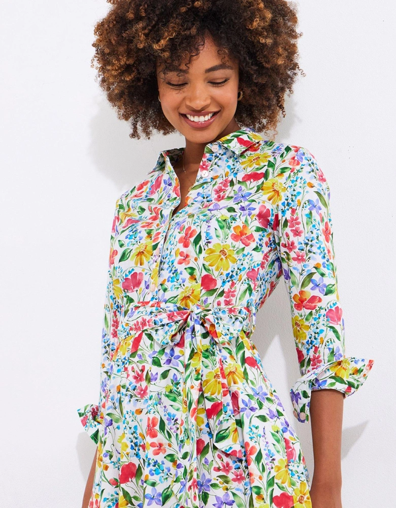 Sunshine Days Cotton Shirt Dress - White
