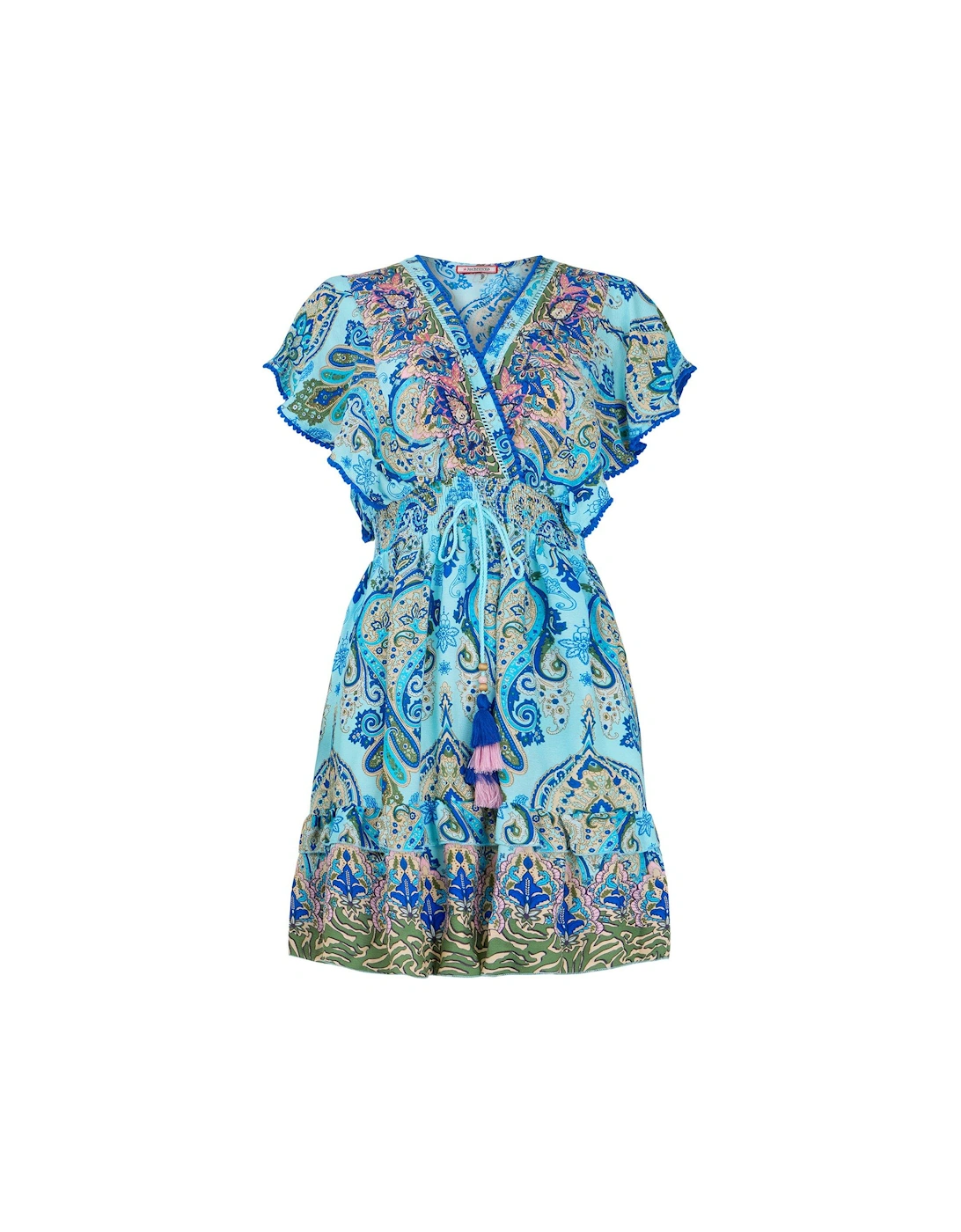 Ophelia Printed And Embroidered Tunic - Blue