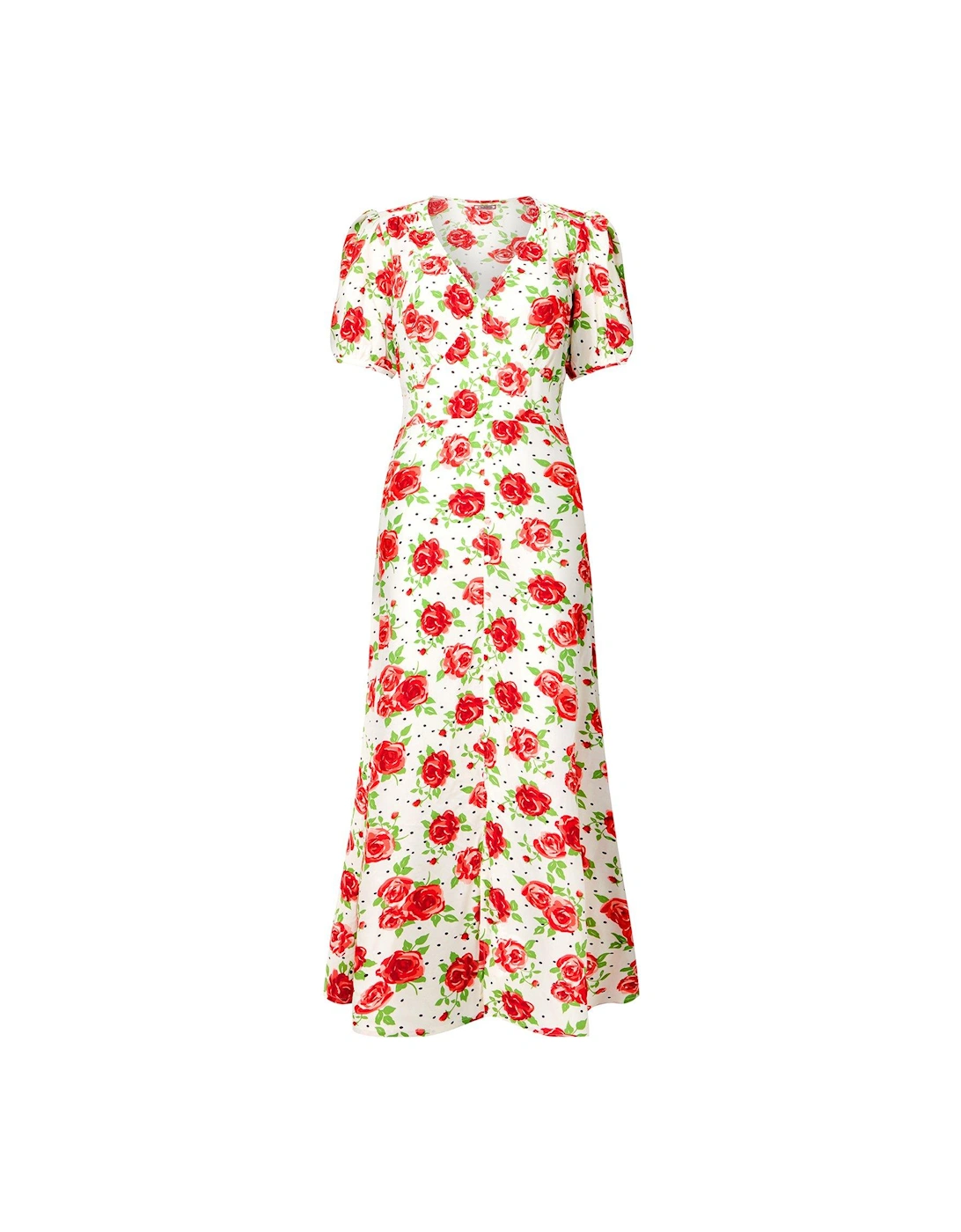 Rebecca Roses Vintage Printed Midi Dress - Red