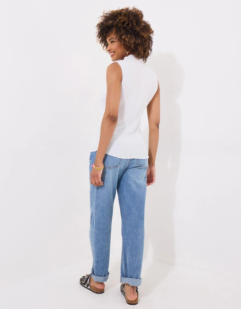Sophia Textured Lettuce Edge Top - White