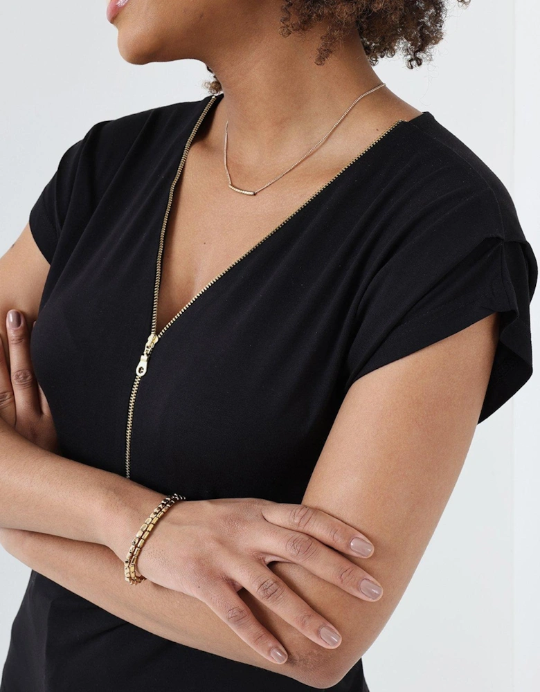Zip It Up Cap Sleeve Jersey Top - Black
