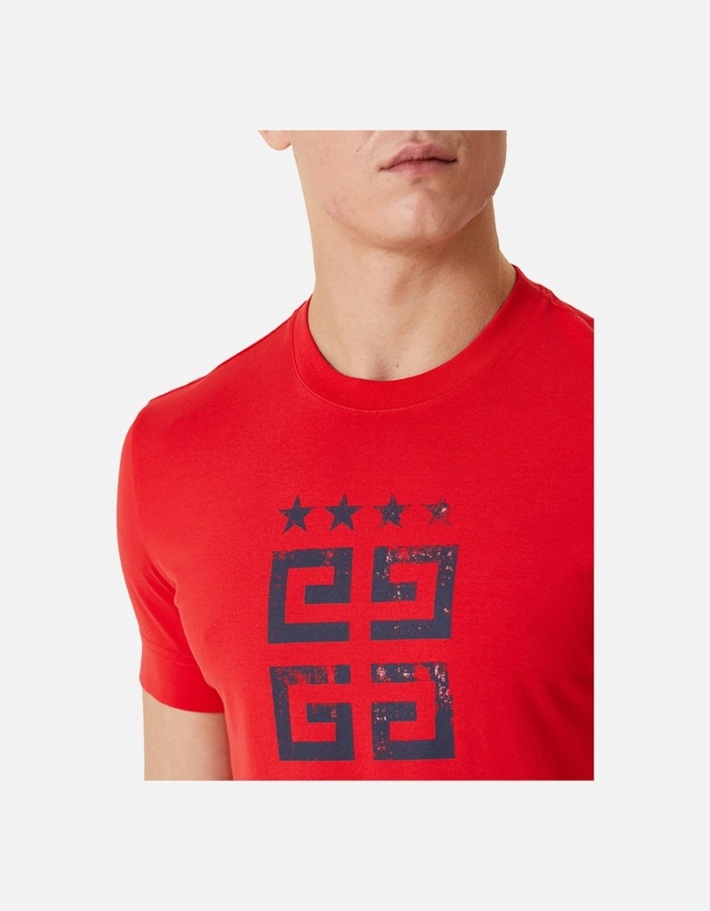 4G Stars Slim Fit T-Shirt in Red