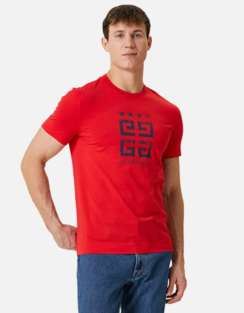 4G Stars Slim Fit T-Shirt in Red