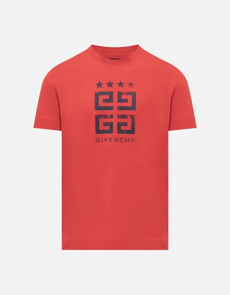 4G Stars Slim Fit T-Shirt in Red