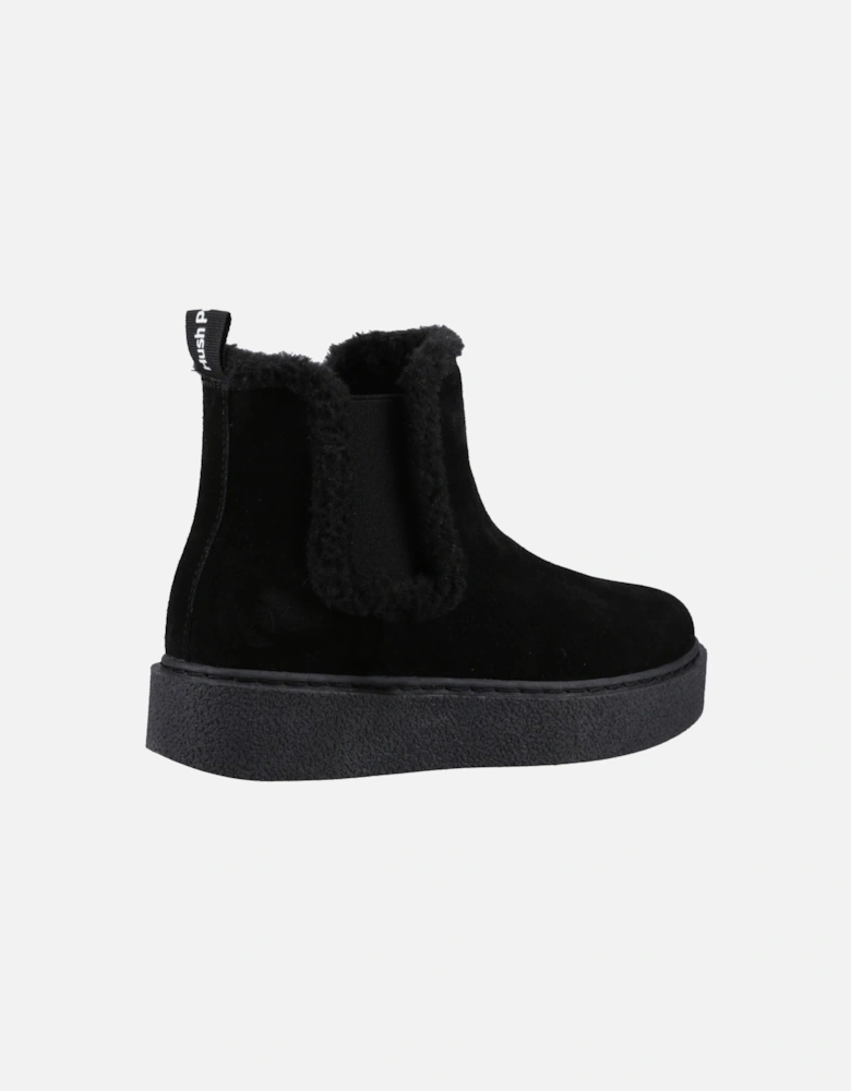 Bella Suede Women's Black Flat Chelsea Boots