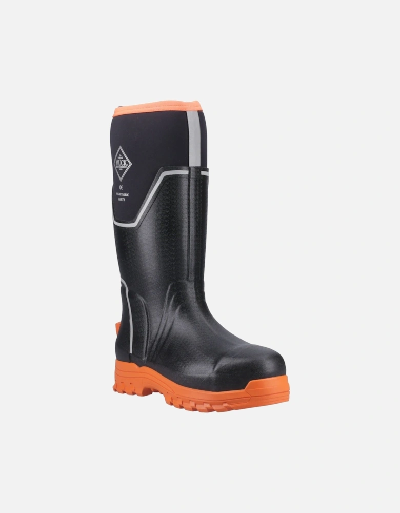 Muck Boots Grit S5 Rubber Men's Black/Orange Wellington Boots
