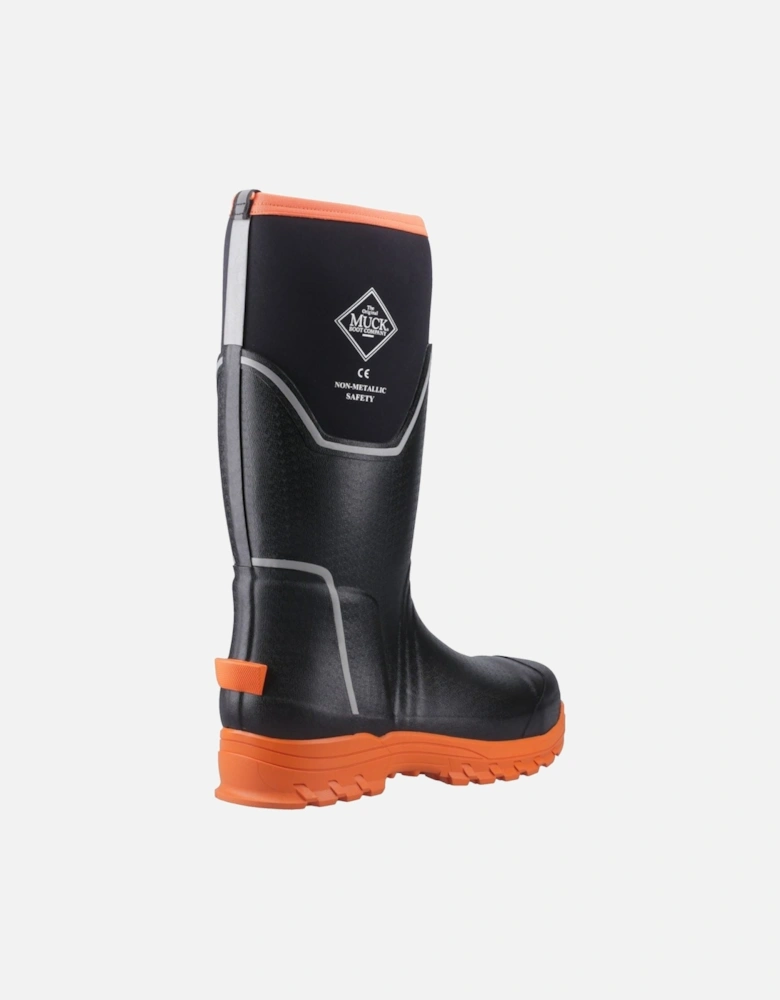 Muck Boots Grit S5 Rubber Men's Black/Orange Wellington Boots
