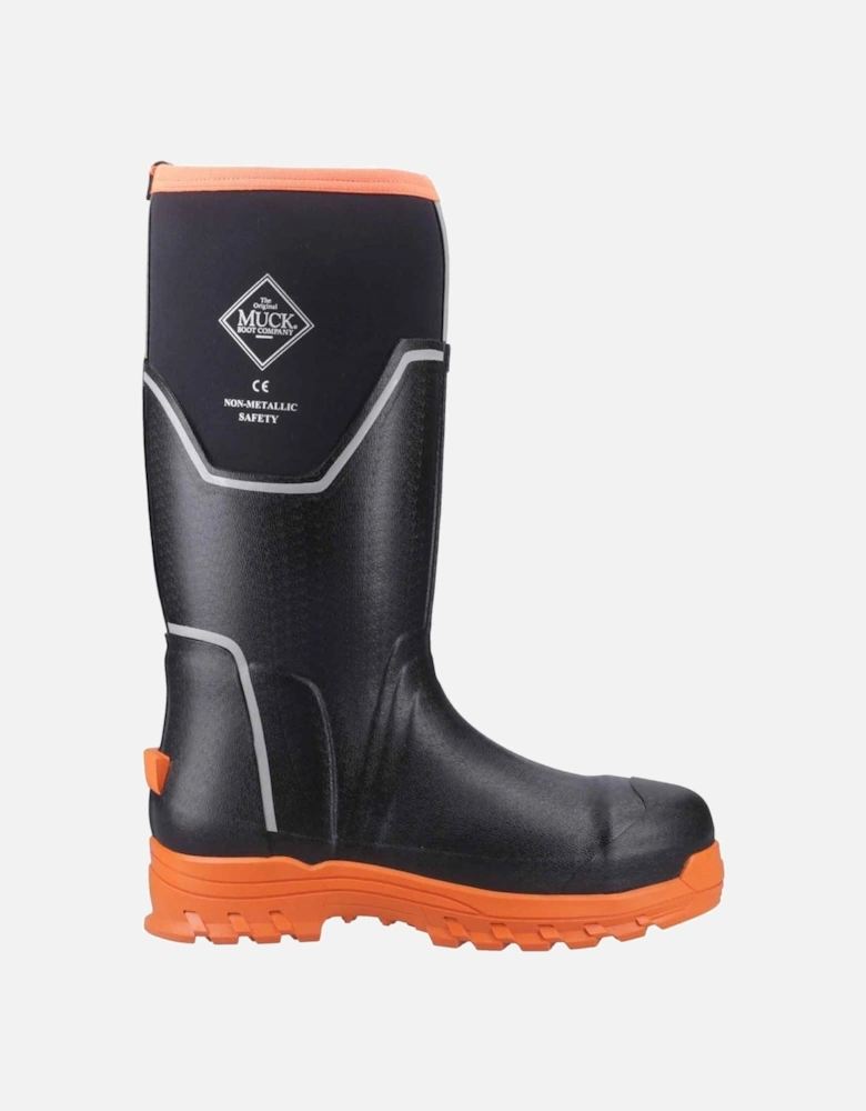 Muck Boots Grit S5 Rubber Men's Black/Orange Wellington Boots