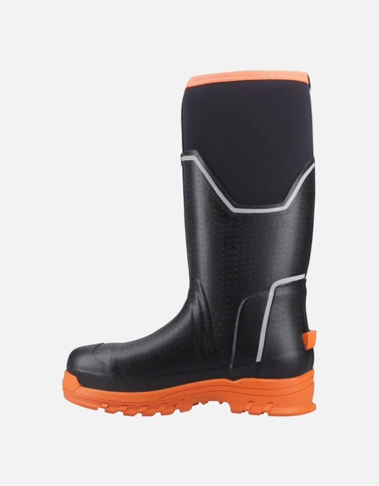 Muck Boots Grit S5 Rubber Men's Black/Orange Wellington Boots