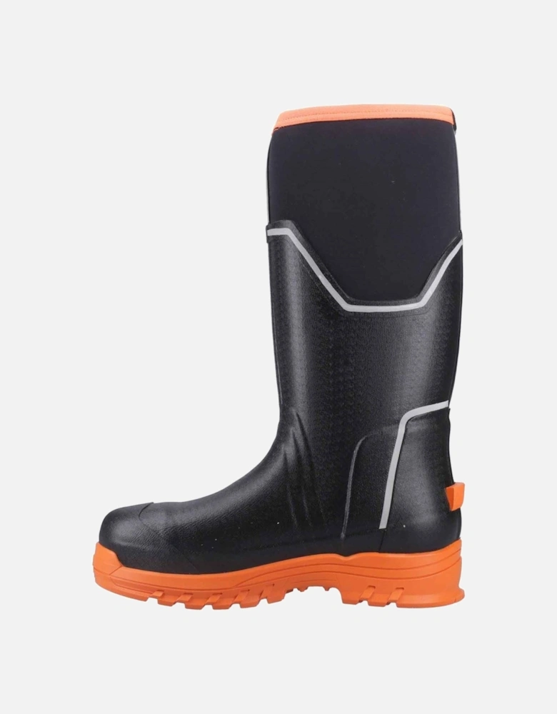 Muck Boots Grit S5 Rubber Men's Black/Orange Wellington Boots