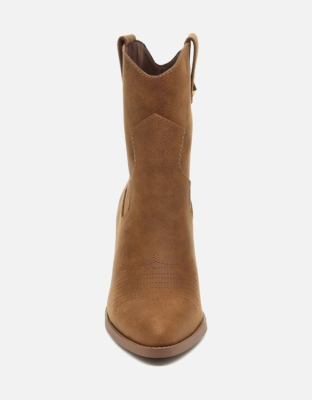 Feather Polyurethane Women's Walnut Heeled Ankle Boots