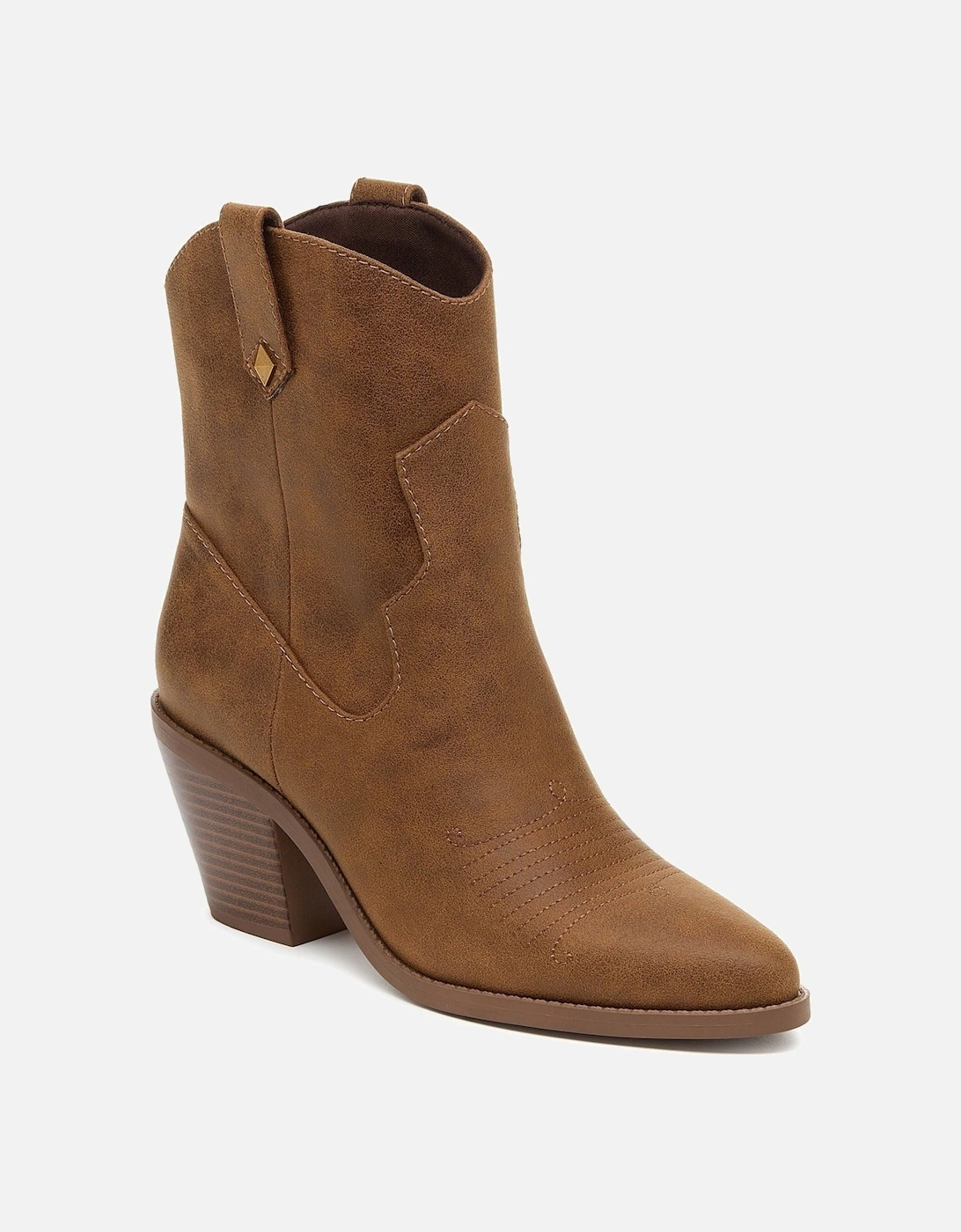 Feather Polyurethane Women's Walnut Heeled Ankle Boots, 8 of 7