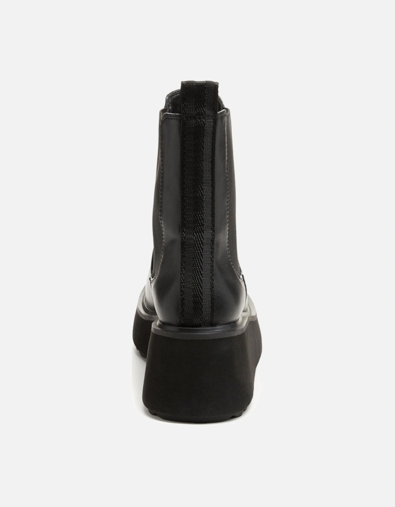 Heyday Polyurethane Women's Black Flat Chelsea Boots