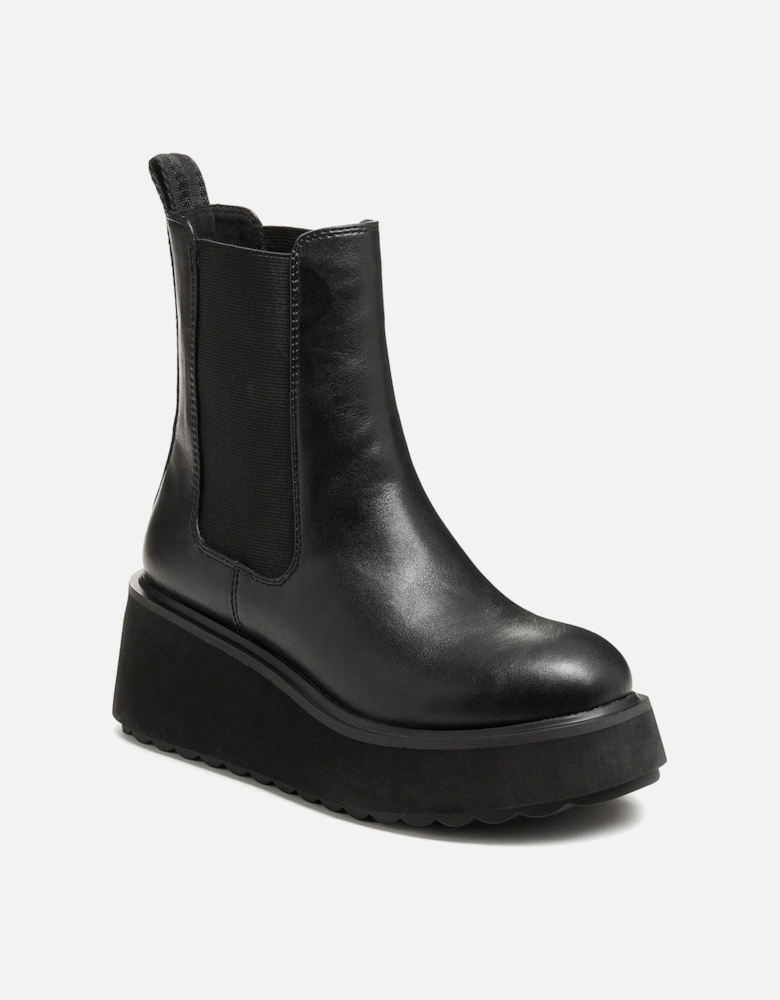 Heyday Polyurethane Women's Black Flat Chelsea Boots