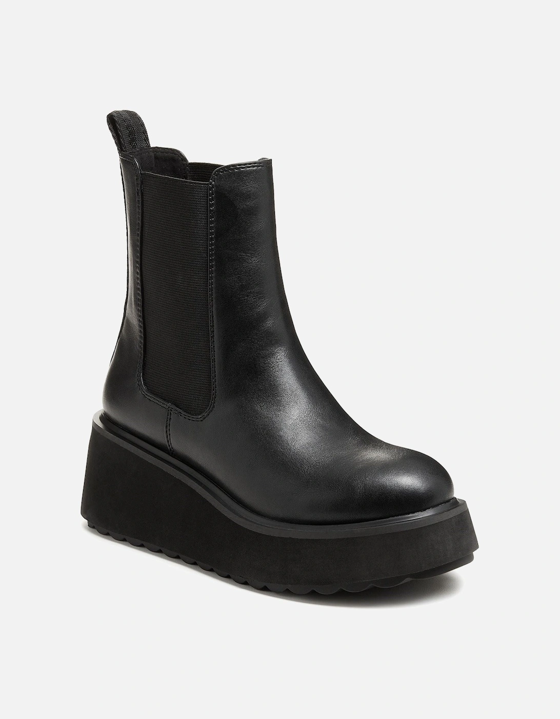 Heyday Polyurethane Women's Black Flat Chelsea Boots, 8 of 7