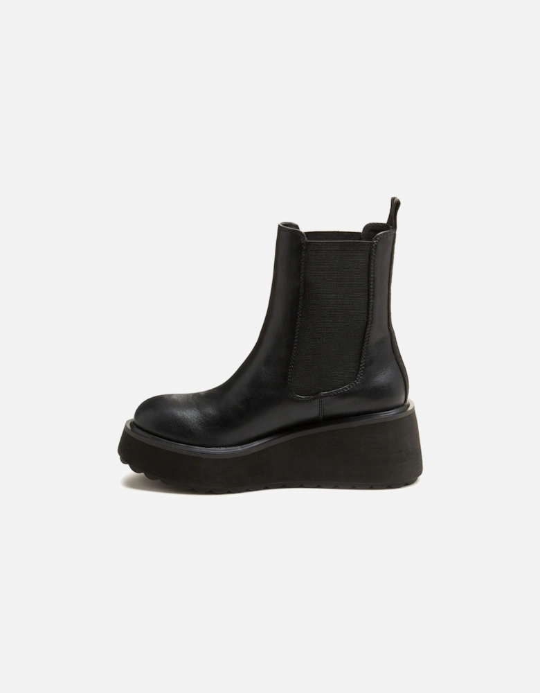 Heyday Polyurethane Women's Black Flat Chelsea Boots