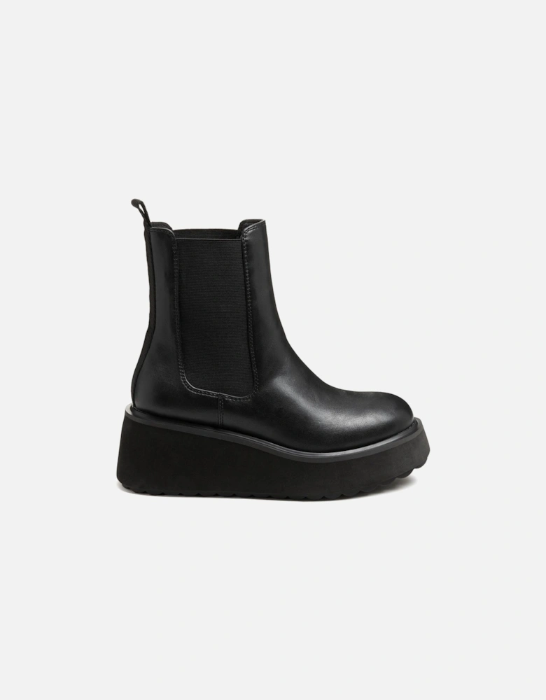 Heyday Polyurethane Women's Black Flat Chelsea Boots