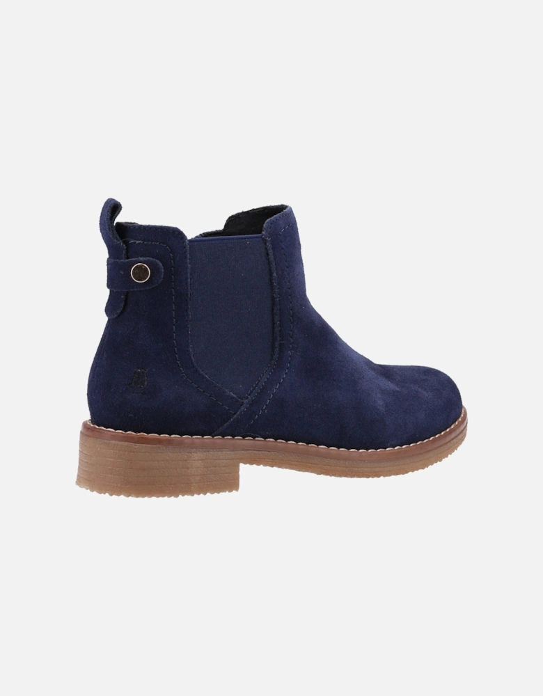 Maddy Wide Suede Women's Navy Flat Chelsea Boots