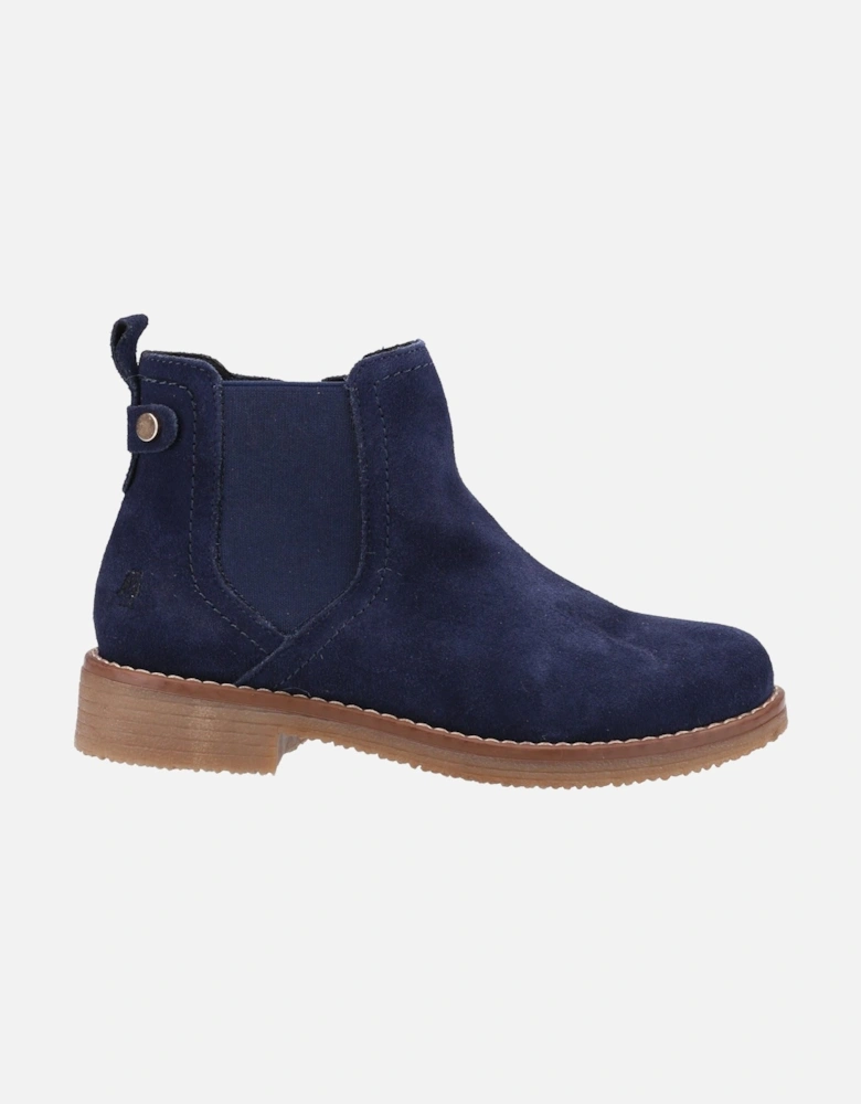 Maddy Wide Suede Women's Navy Flat Chelsea Boots