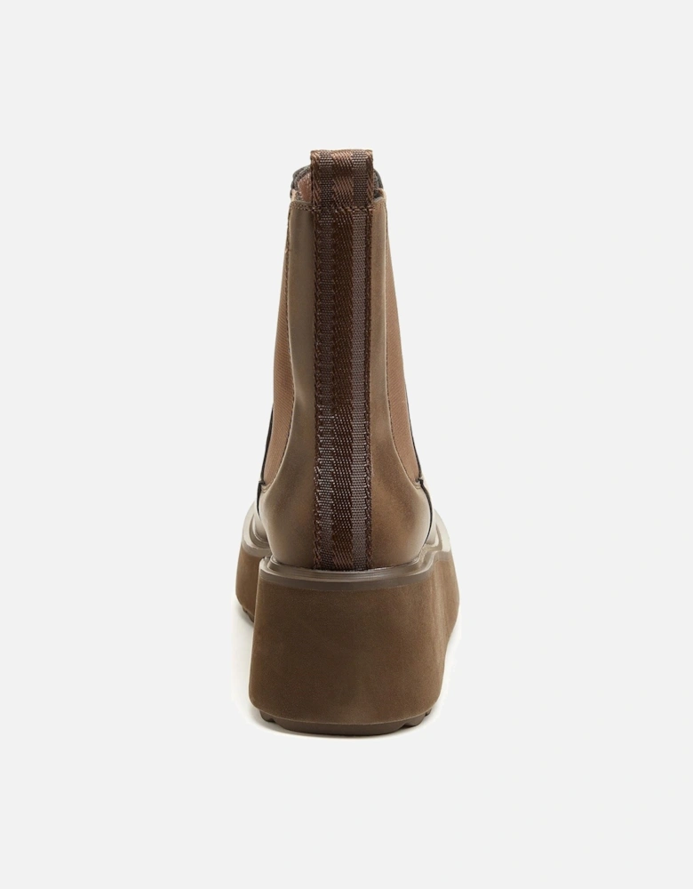 Heyday Polyurethane Women's Dark Brown Flat Chelsea Boots