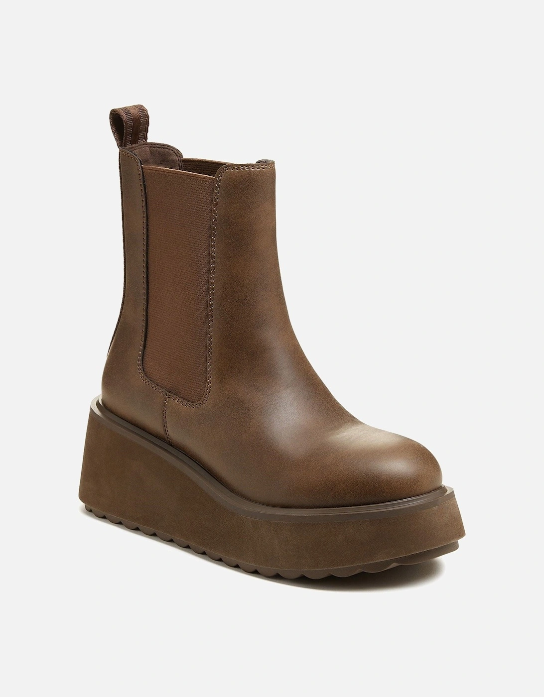 Heyday Polyurethane Women's Dark Brown Flat Chelsea Boots, 8 of 7