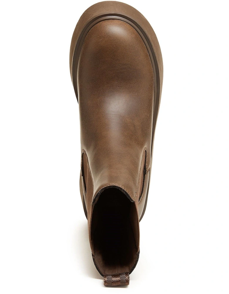 Heyday Polyurethane Women's Dark Brown Flat Chelsea Boots