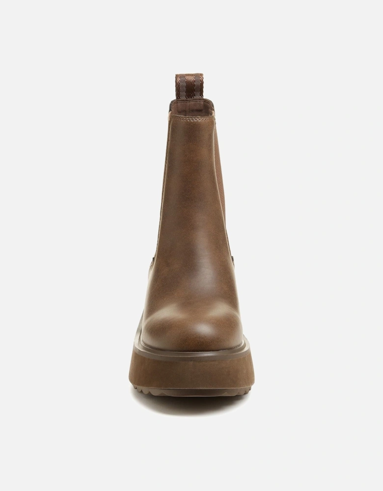 Heyday Polyurethane Women's Dark Brown Flat Chelsea Boots
