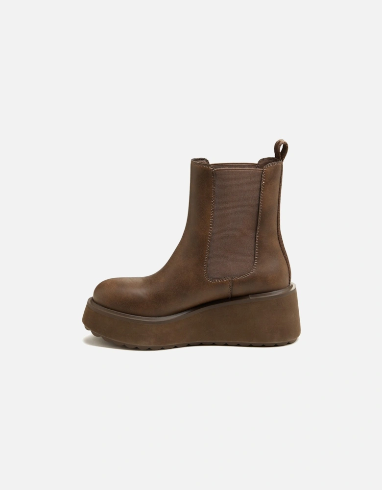 Heyday Polyurethane Women's Dark Brown Flat Chelsea Boots
